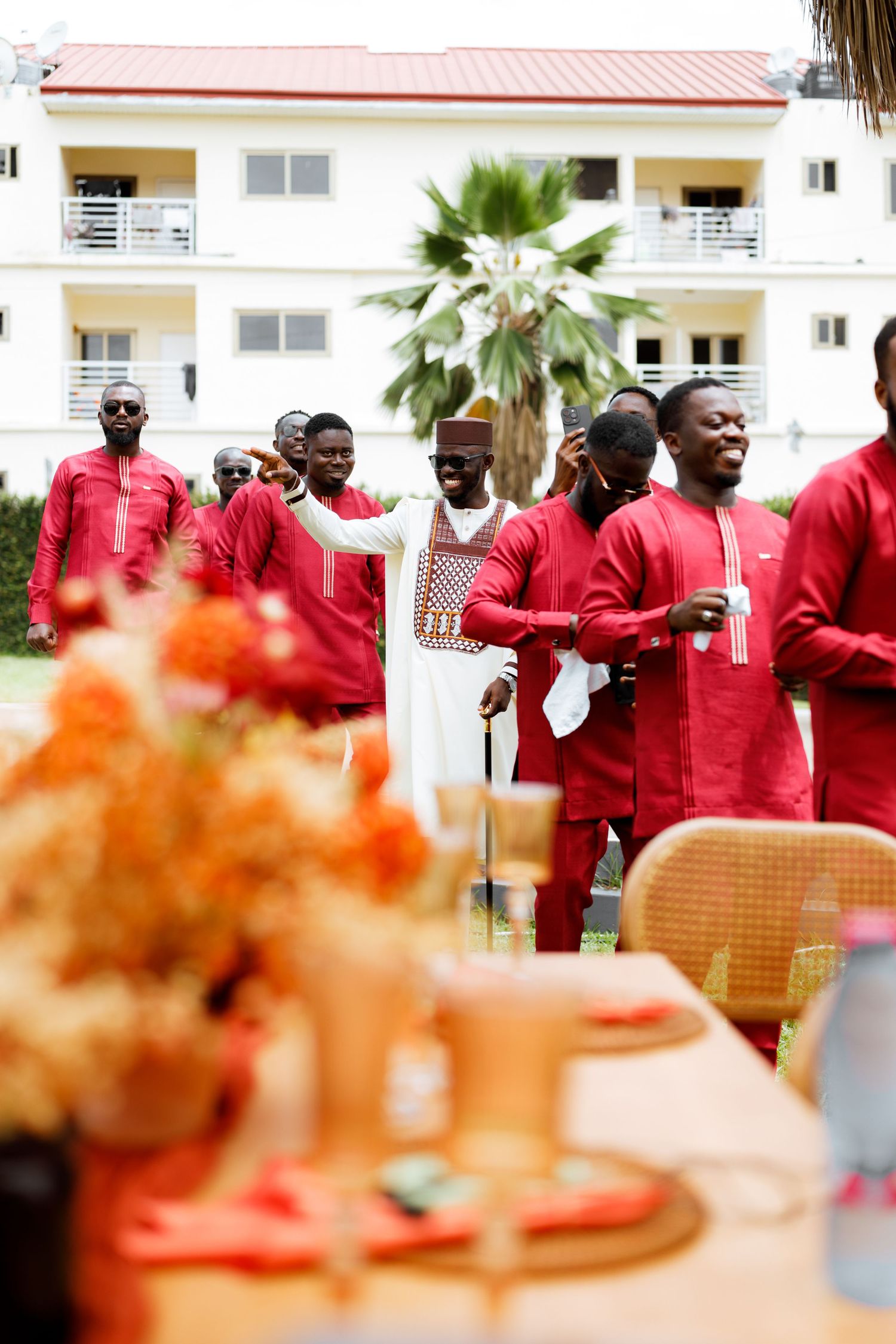 Groom and groommen Traditional wedding ceremony in Ghana
