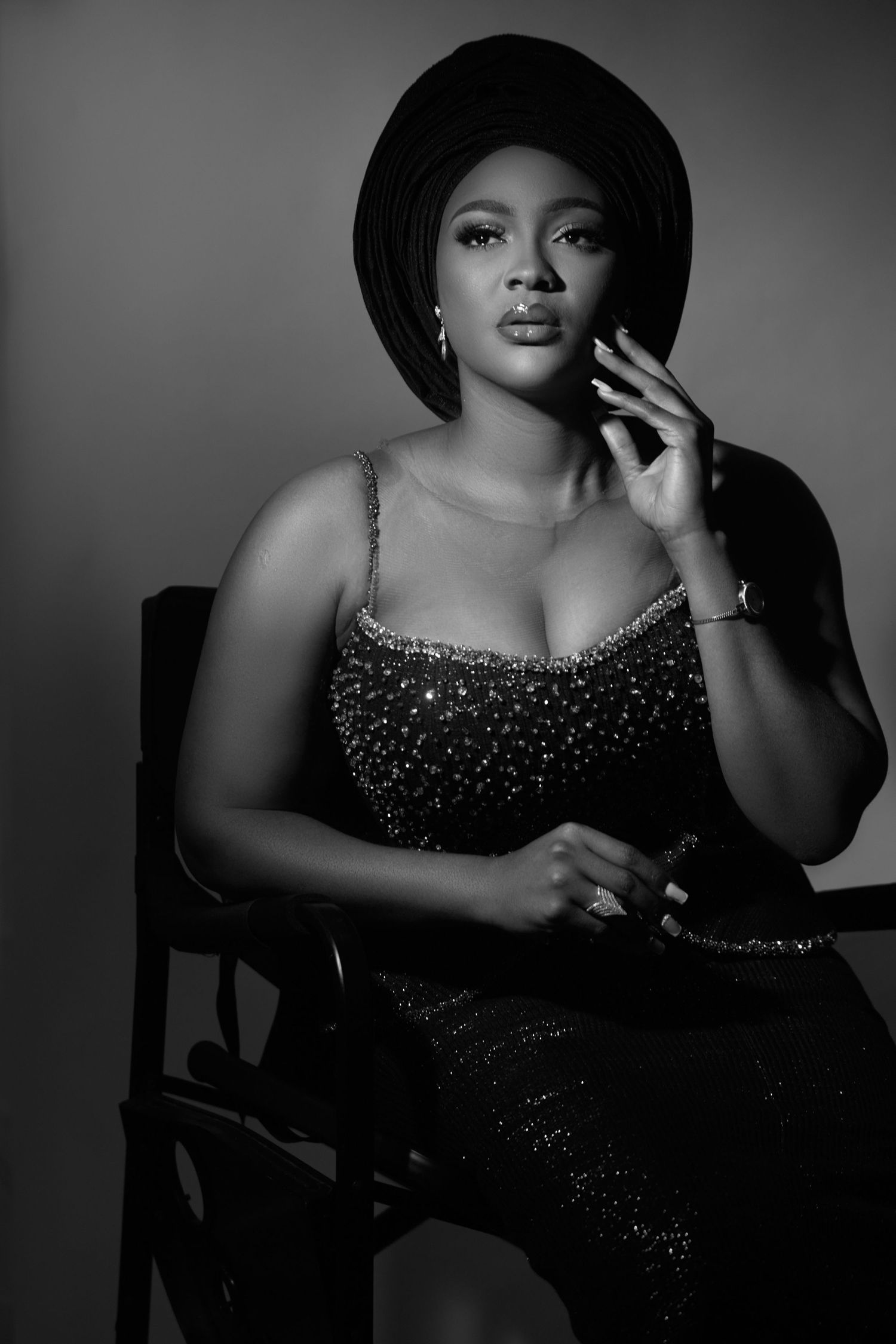 Cinematic lifestyle portrait in studio Accra setting
