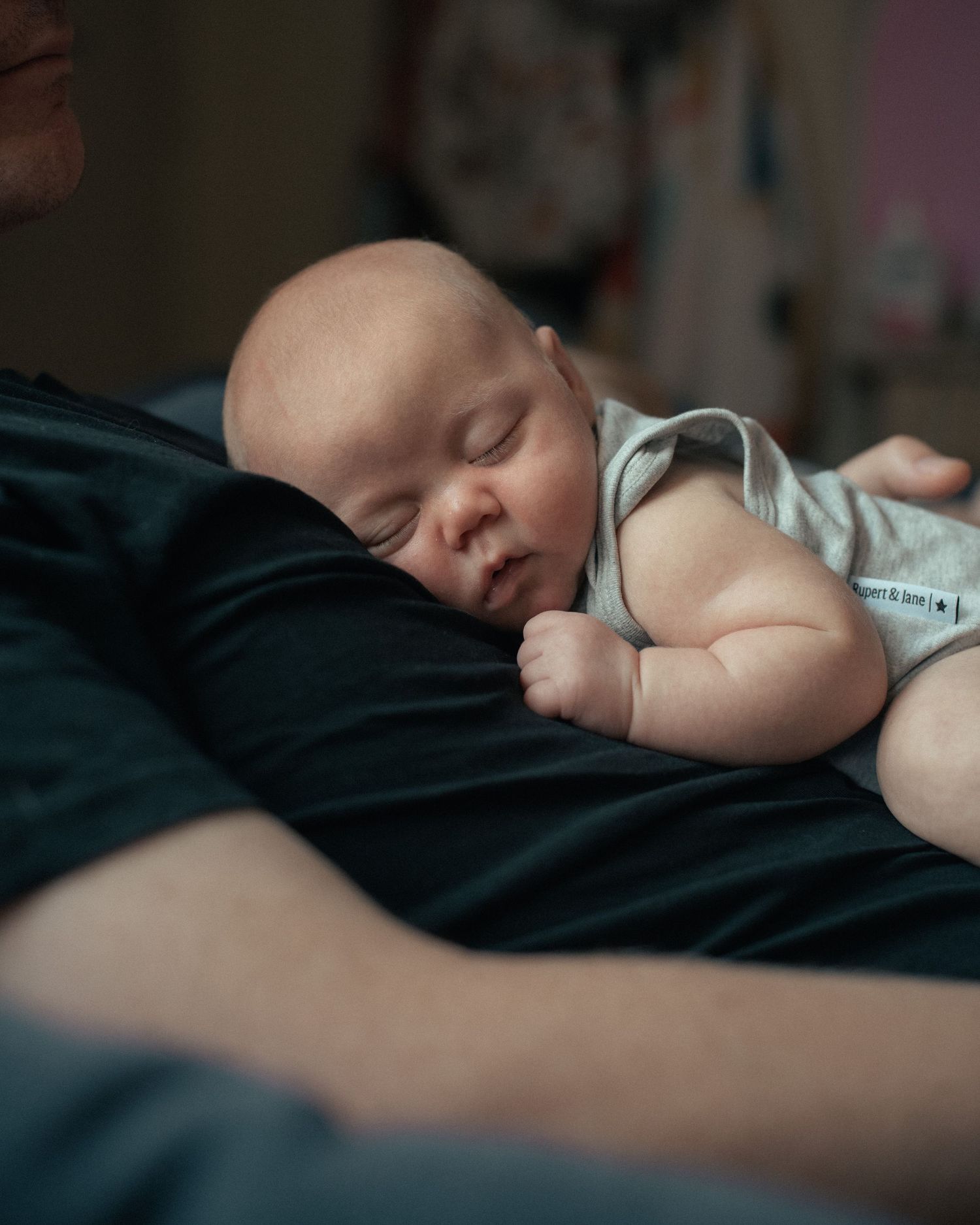 Sleeping newborn at home