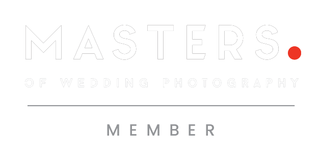 Masters of Wedding Photography member logo featuring bold gray text and a red period accent on white background.