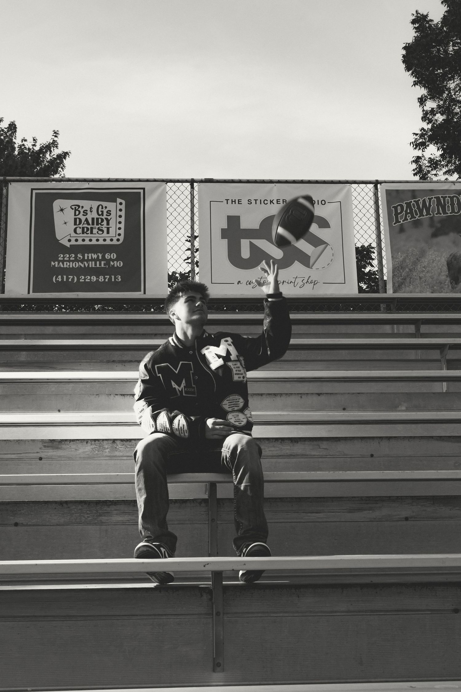 Cinematic senior portrait captured on film