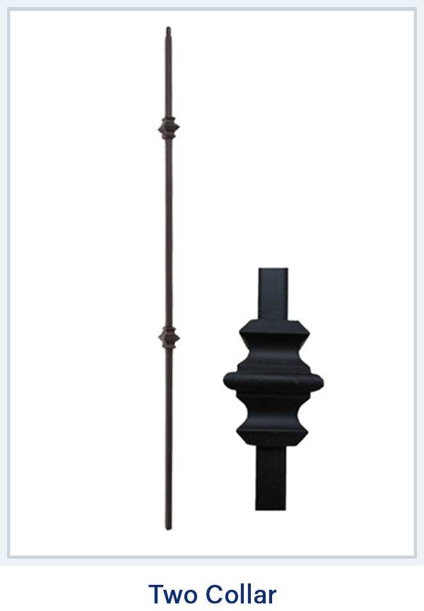 Two Collar  Black Metal Staircase Pickets Spindle