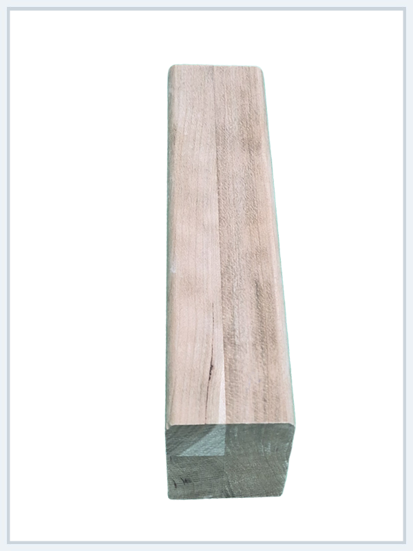 Natural wood beam post with light grain texture, square cut timber suitable for construction or decorative use.