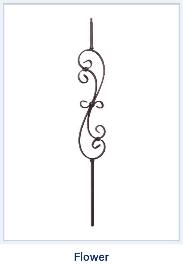 Flower  Black Metal Staircase Pickets Spindle