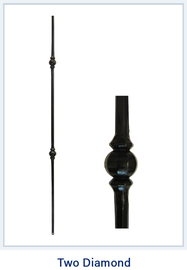 Two Diamond  Black Metal Staircase Pickets Spindle