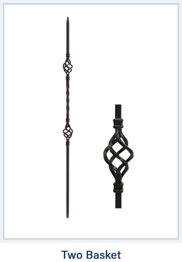 Two basket  Black Metal Staircase Pickets Spindle