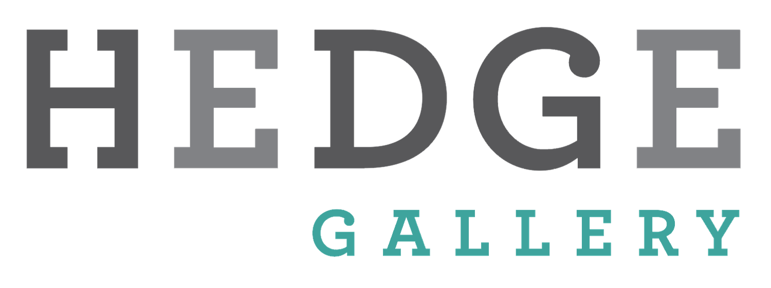 Hedge Gallery text logo in modern grayscale typography.