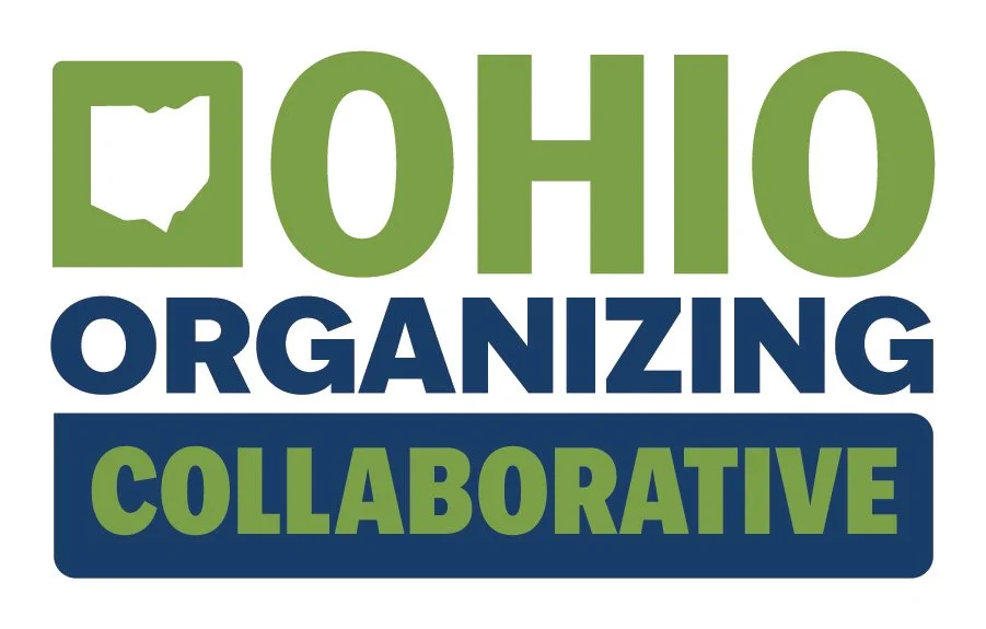 Ohio Organizing Collaborative logo in green and blue featuring state outline.
