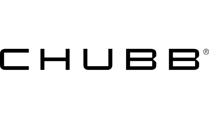 Minimalist black text logo design for Chubb company.