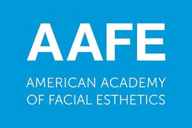American Academy of Facial Esthetics logo in white text on bright blue background.