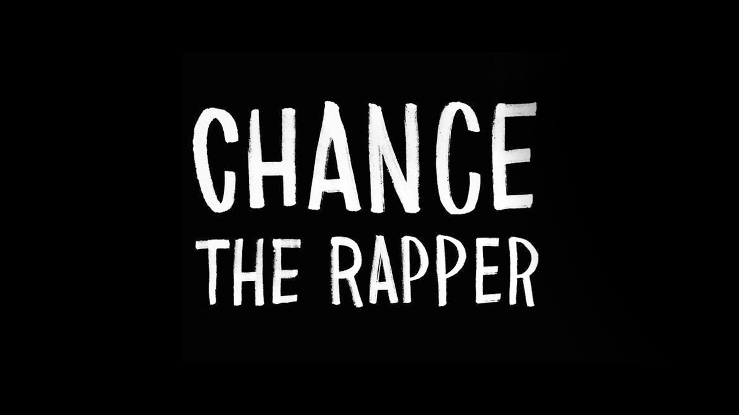 Black background with white hand-drawn text displaying Chance The Rapper name logo.