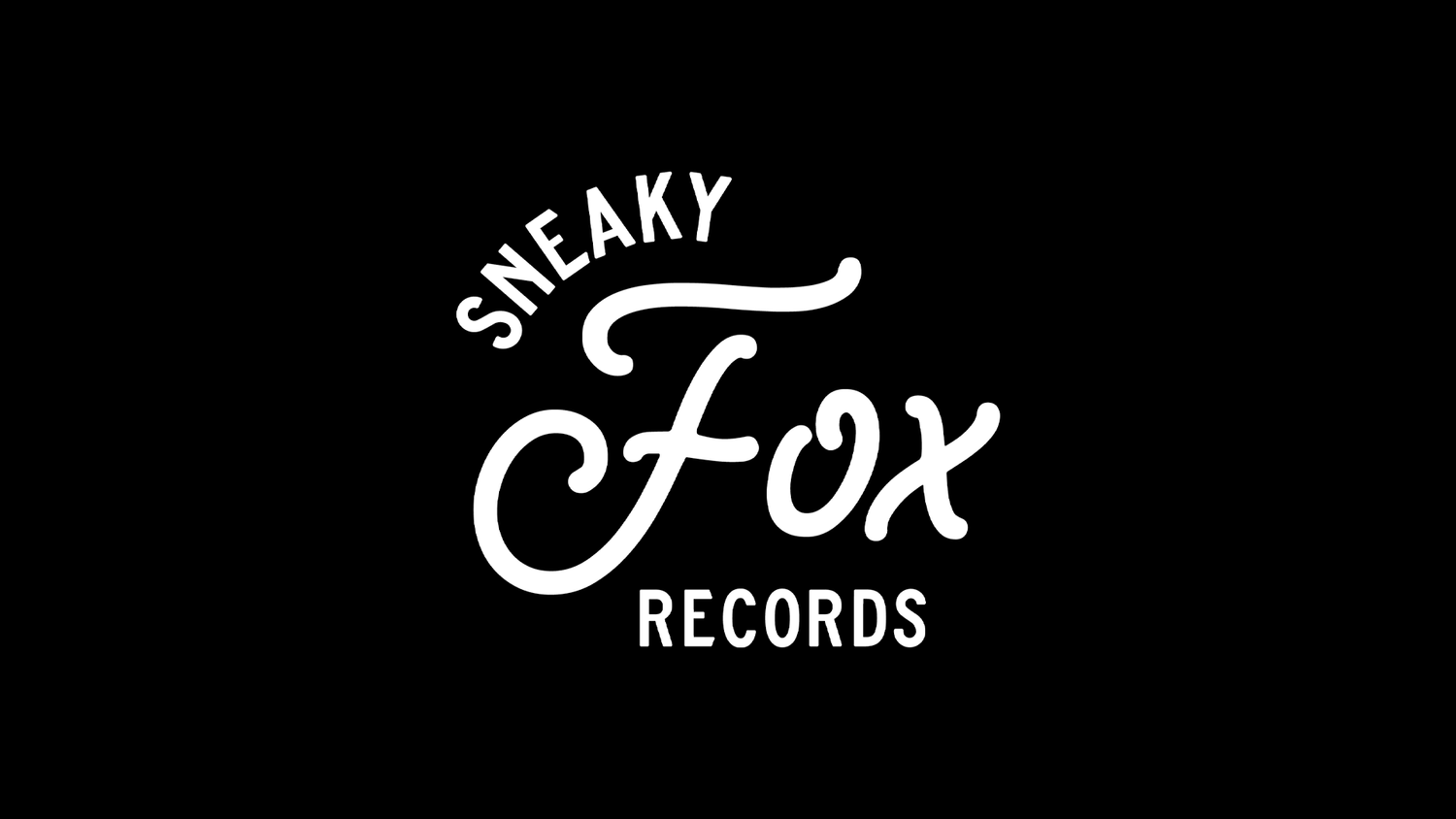 A collection of black and white record label logos arranged in a horizontal row against a dark background.