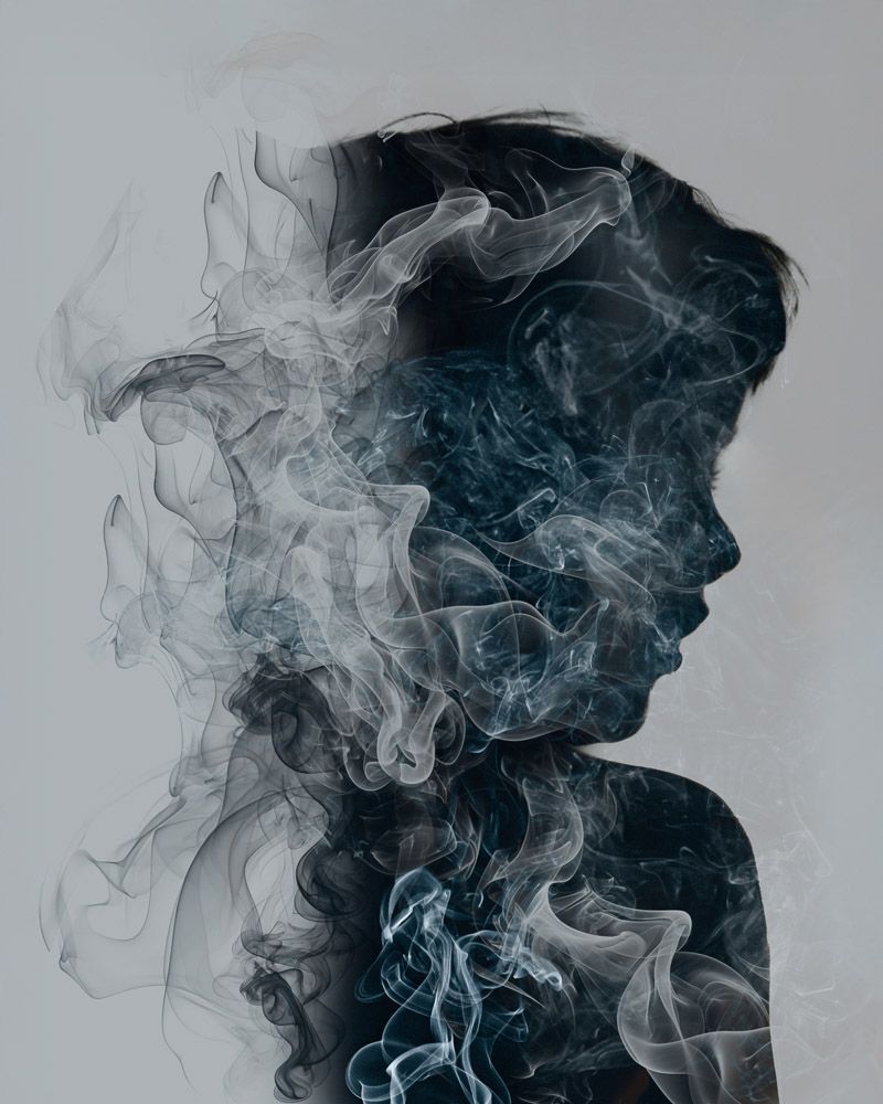 A multiple exposure of a boy to represent the element of air.