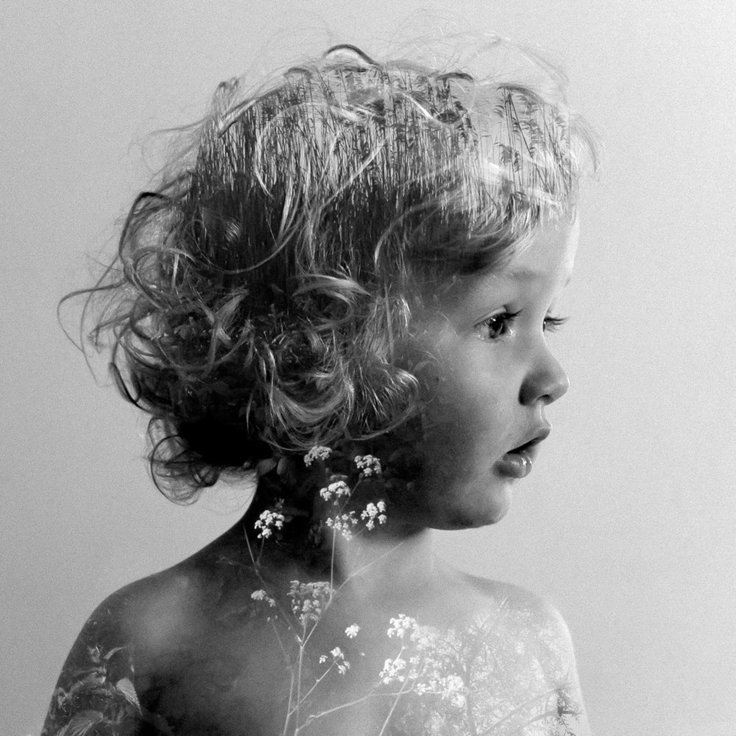 A multiple exposure of a boy and images of his forest school.  The image is titled 