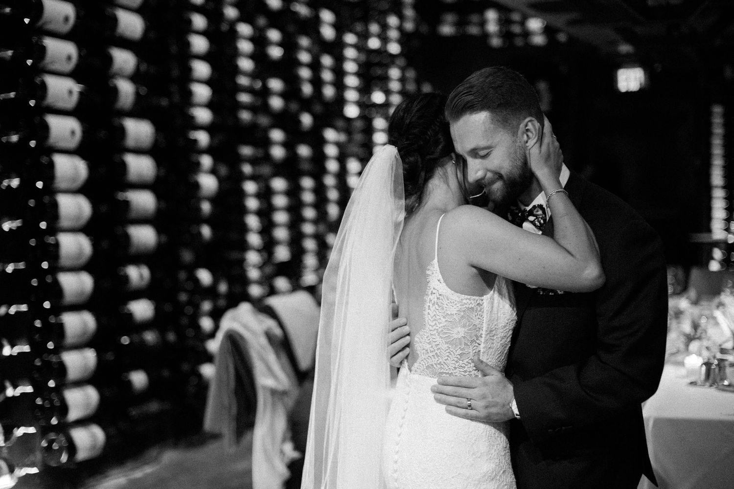 Wedding couple holding each other at best wedding venue in Squamish, BC.