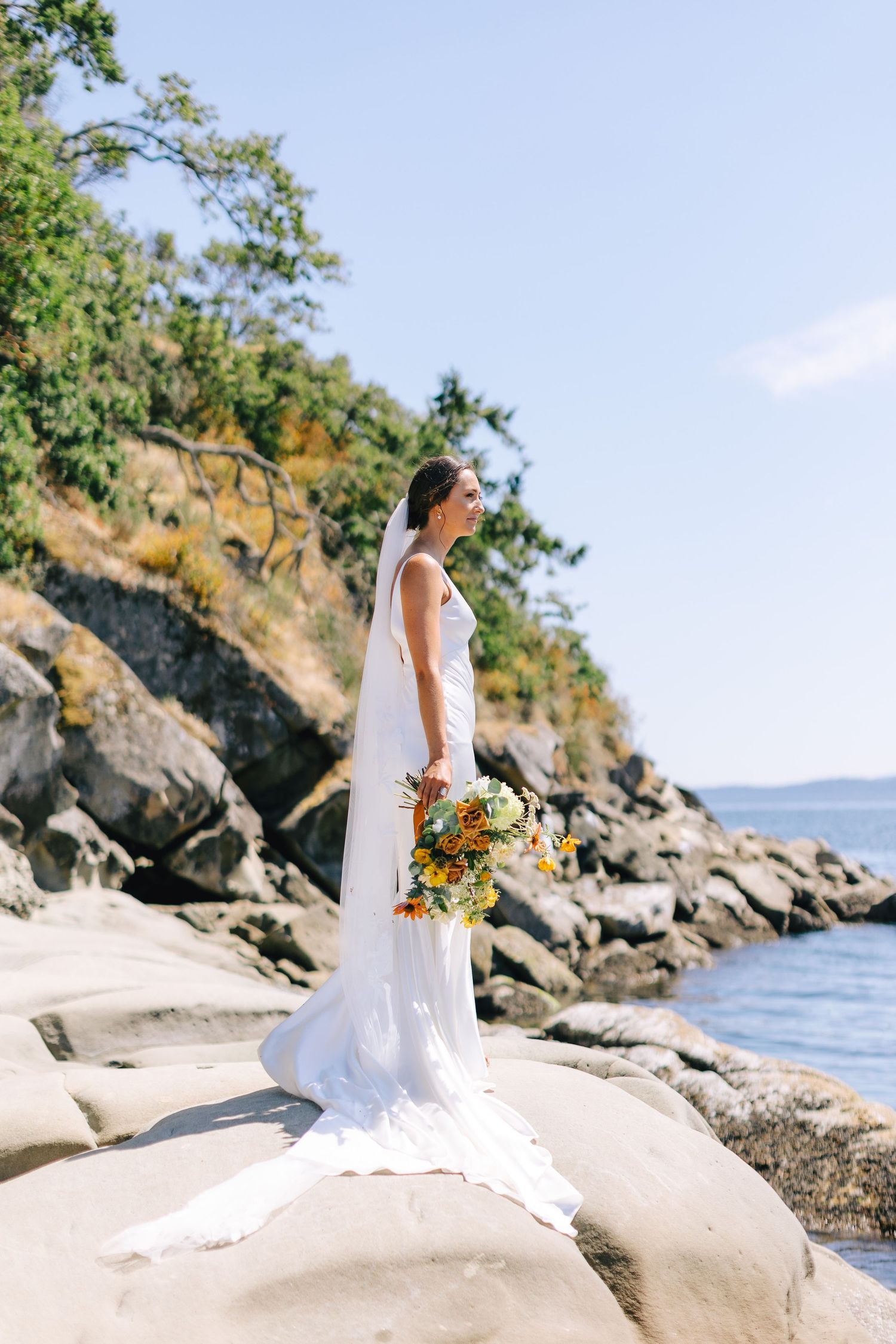 Coastal wedding ceremony by the ocean.