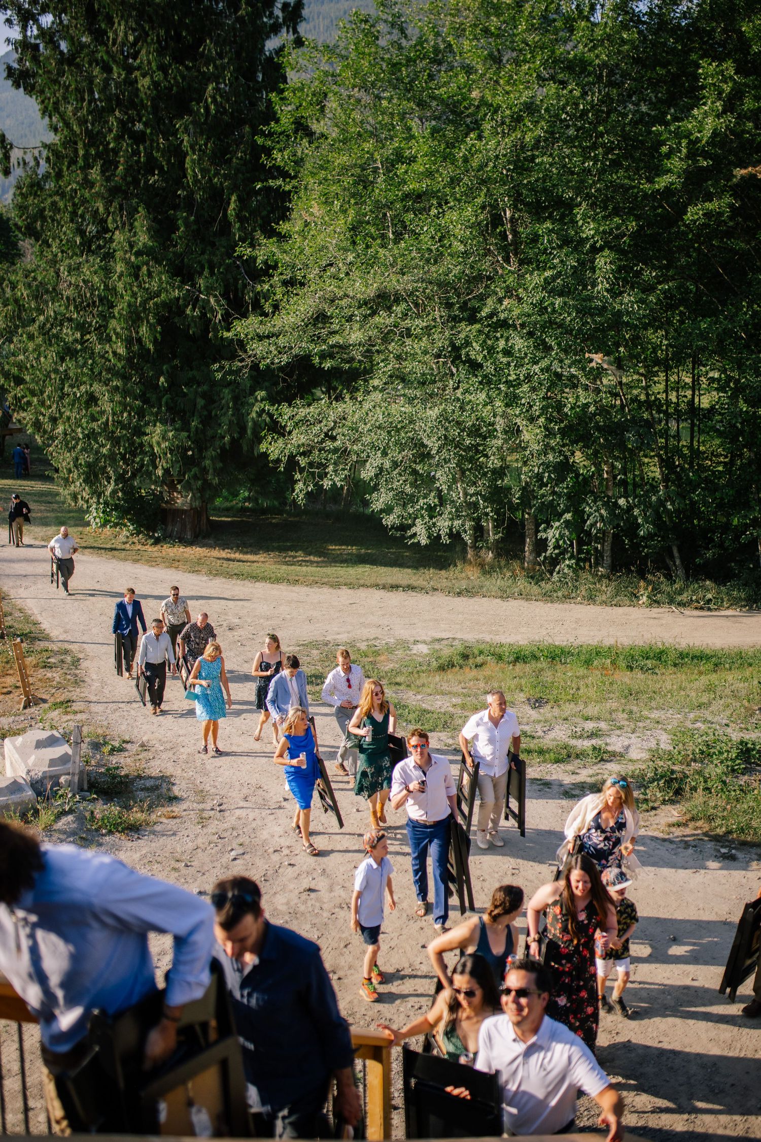 Guests arriving at Glacier Valley Farm wedding in Squamish, BC.