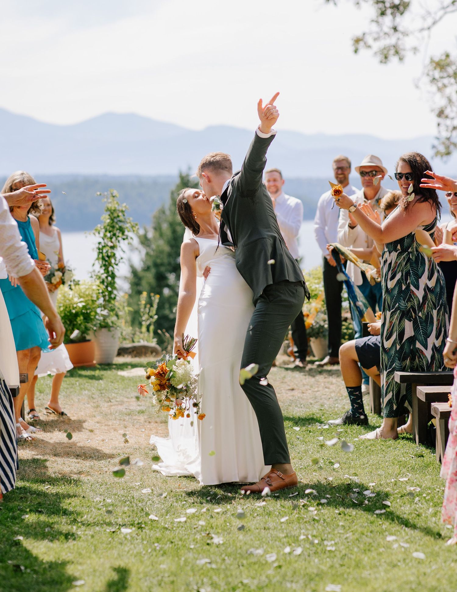 Couple celebrating at outdoor ceremony in Squamish.