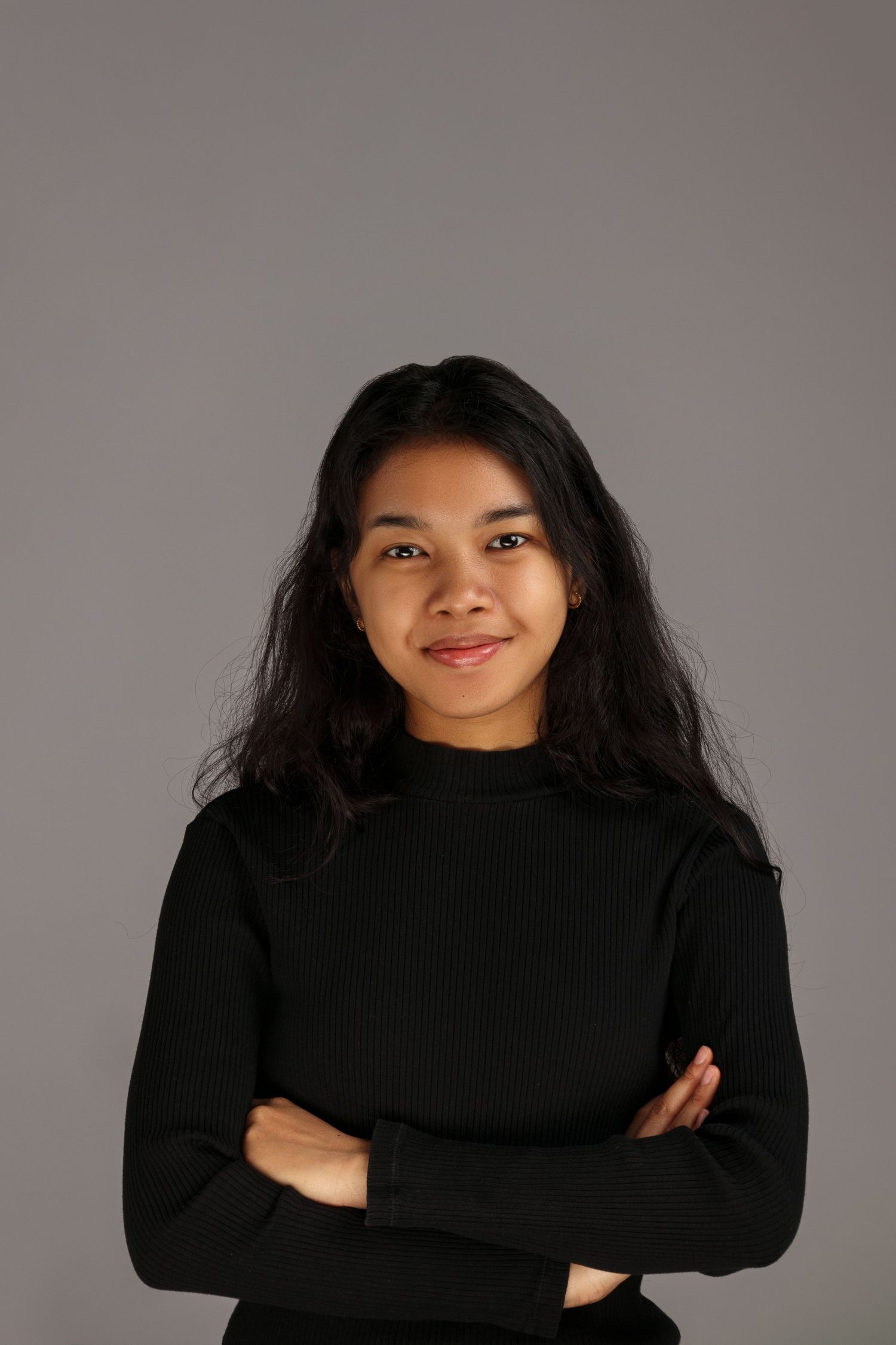 Headshot Portrait, Grey backdrop, Women smiling, Women in professional attire