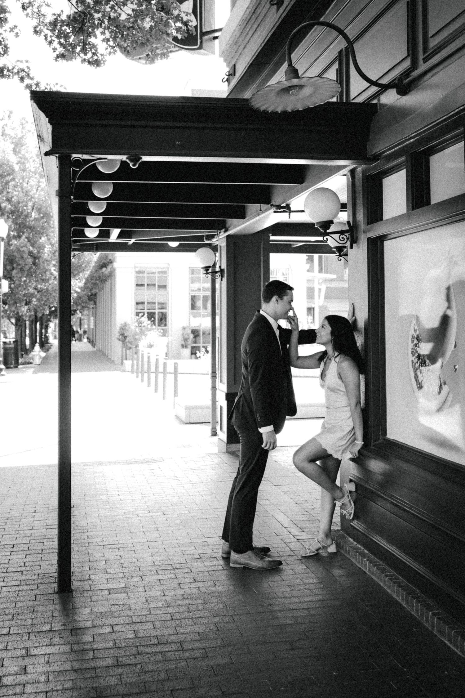 Engagement photos taken in Downtown Fort Worth