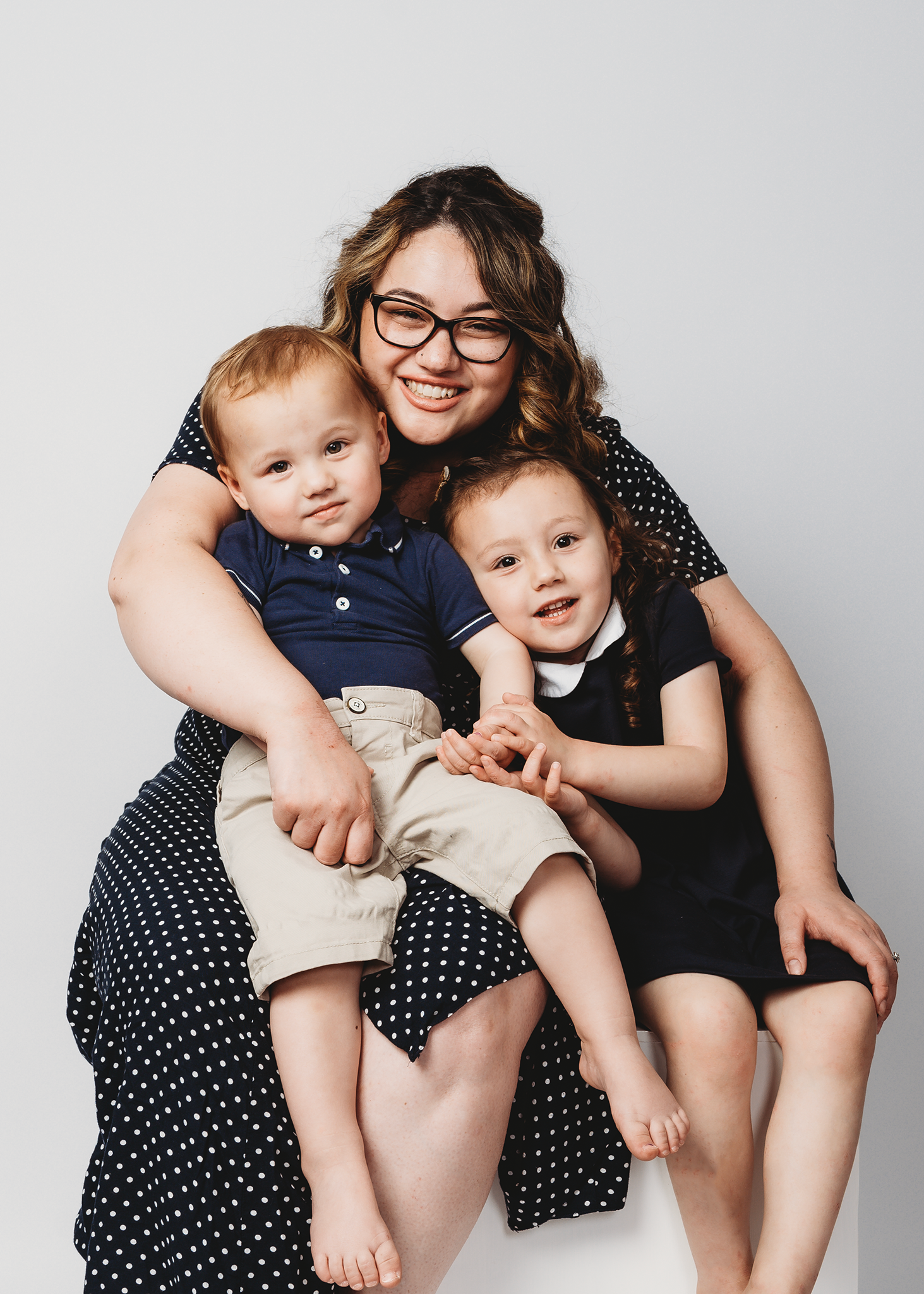 Family portrait photography in Spalding Lincolnshire with neutral backdrop