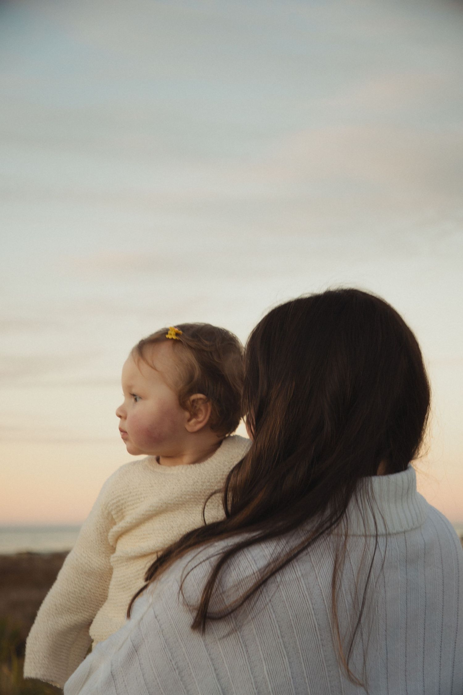 sunset photo of mother and daughter
