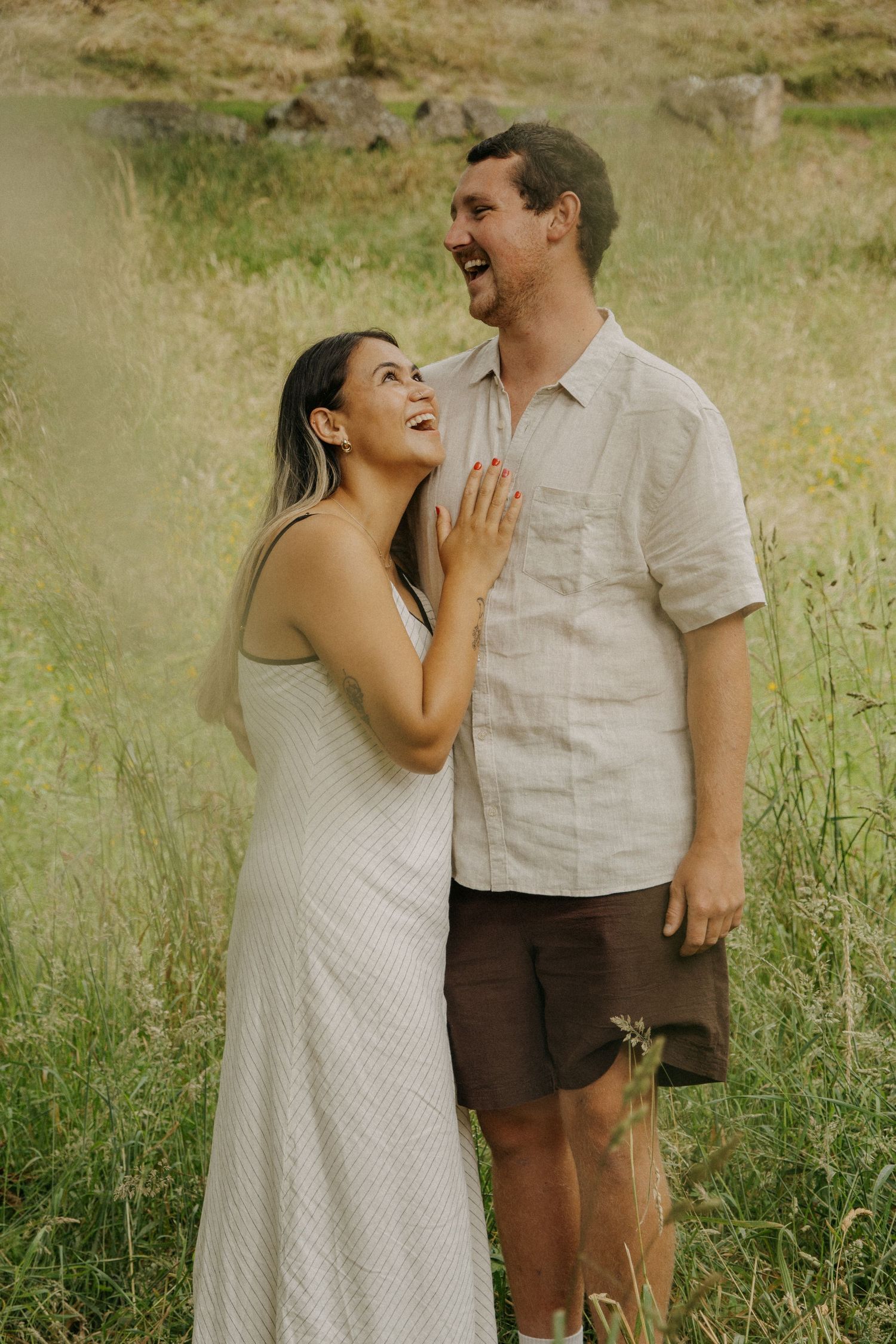 couple laughing together