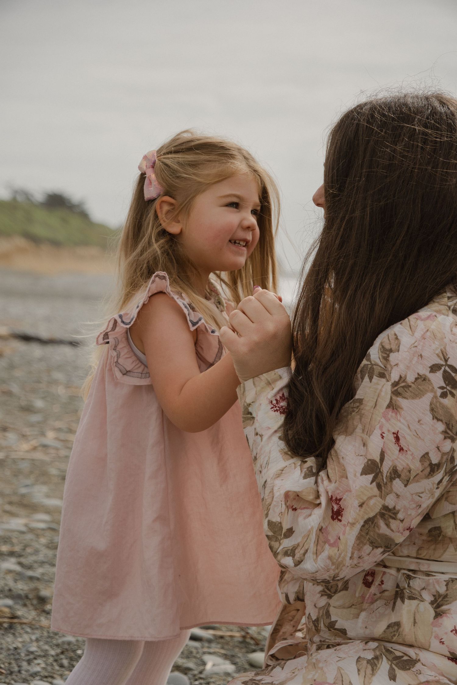 mother and daughter on beach