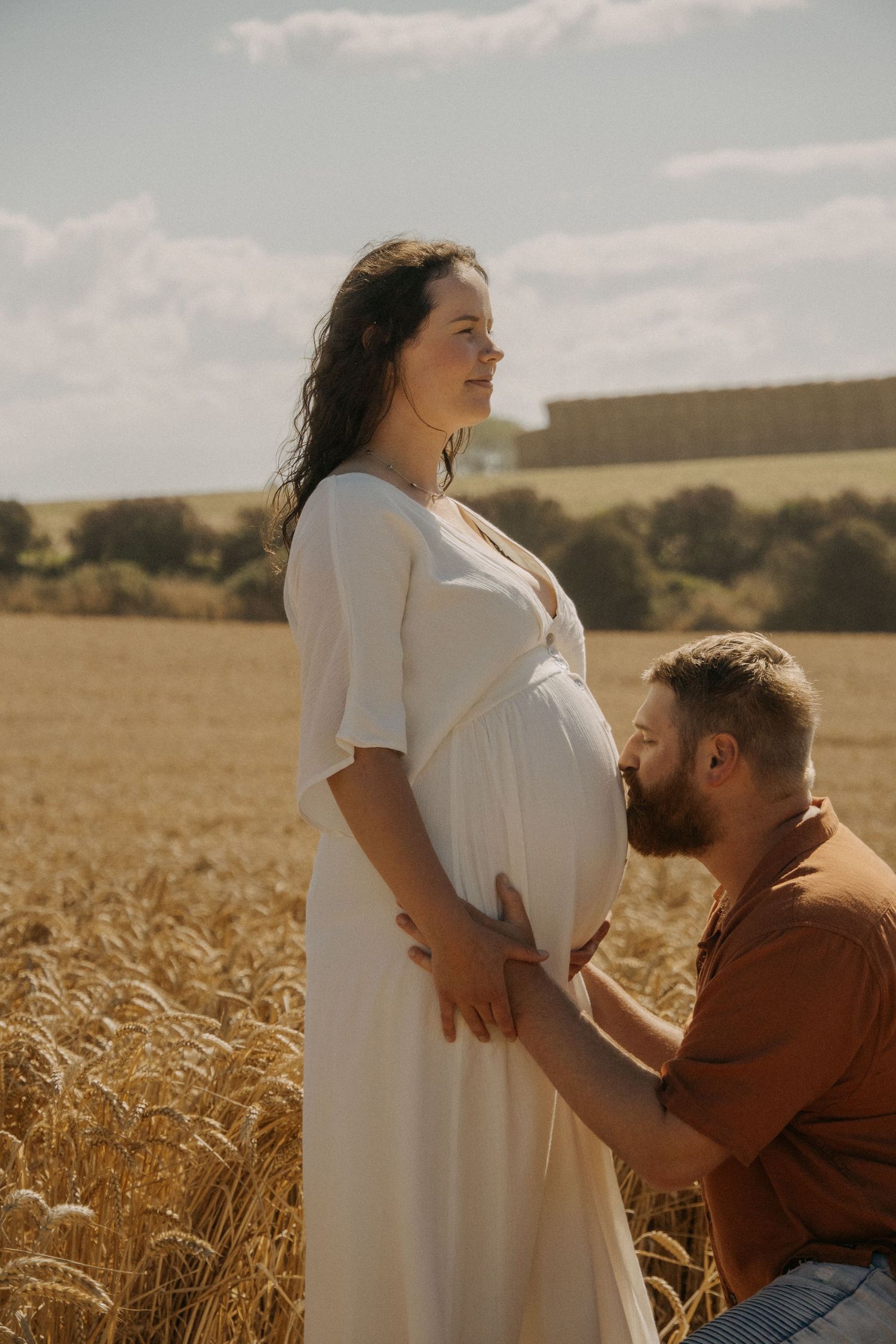 editorial maternity photo is dried grass
