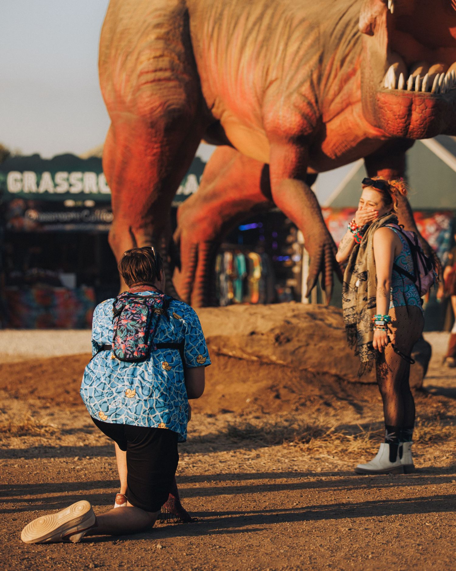 Man proposing on one knee at Lost Lands music festival in Ohio