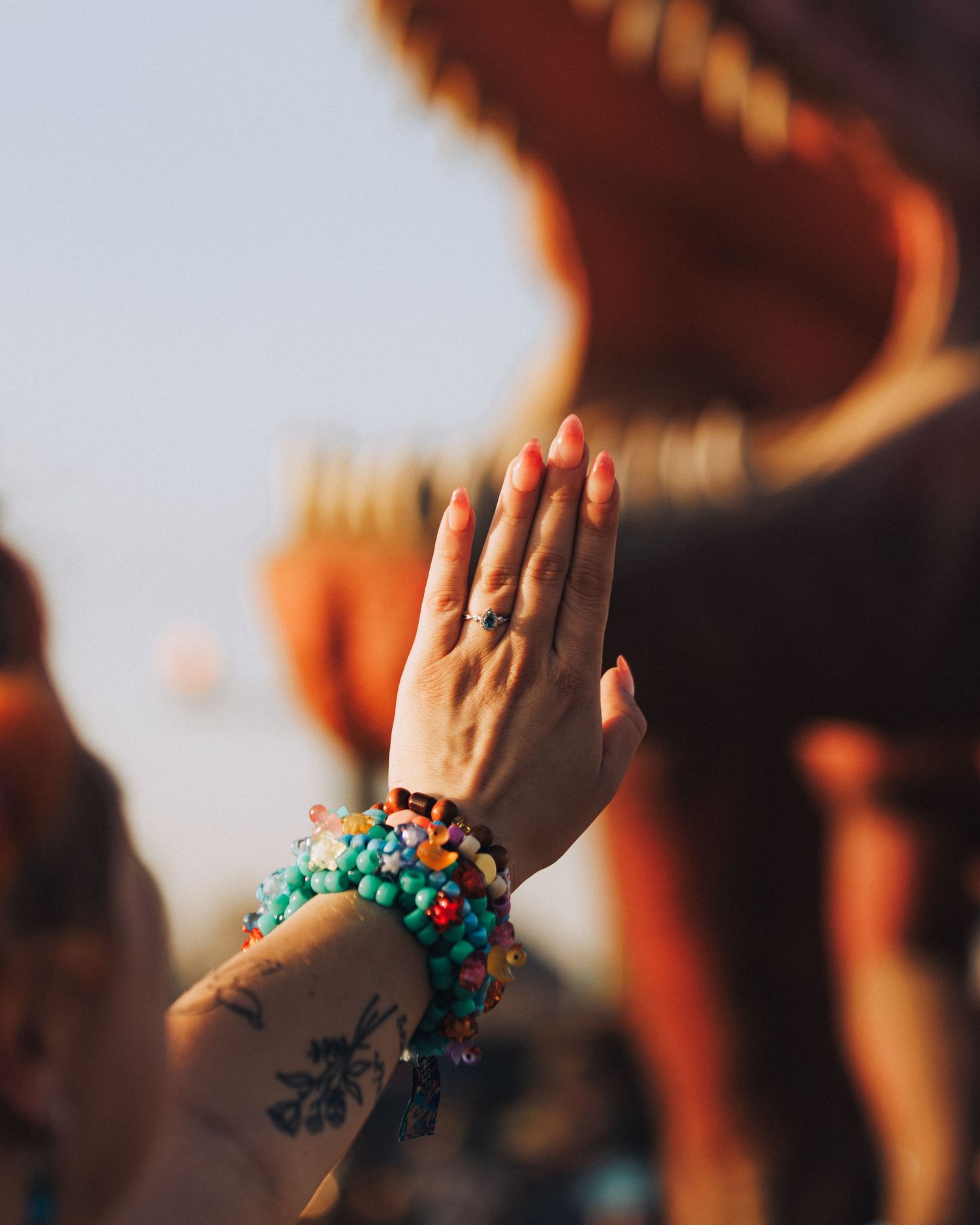 Close up of engagement ring after surprise proposal at Lost Lands festival