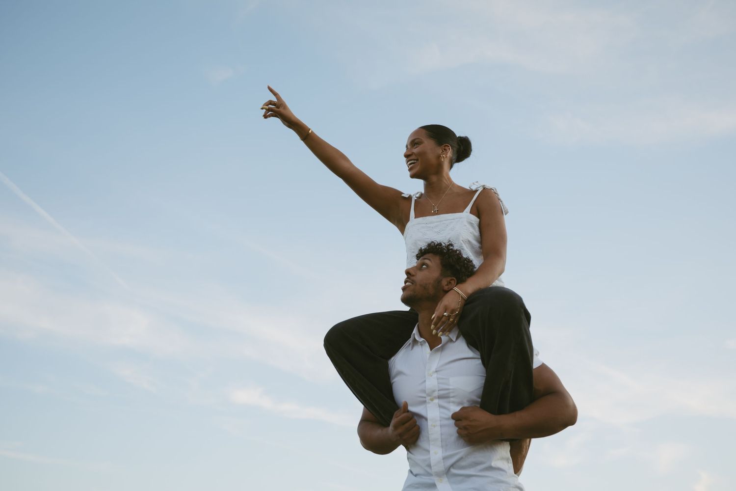 Cinematic Couple photo in a field during blue hour in Sussex County New Jersey