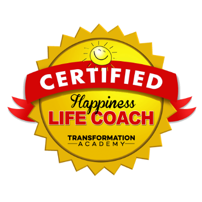Four yellow circular badge designs with text for life coaching and transformation services displayed in a row.