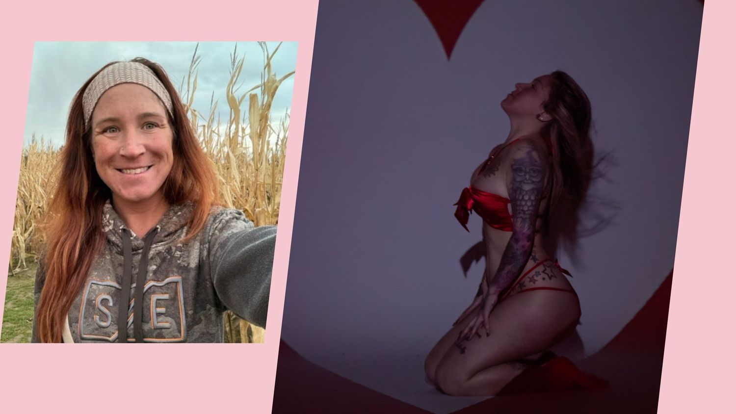 A row of casual portrait photos featuring similar poses against different backgrounds.