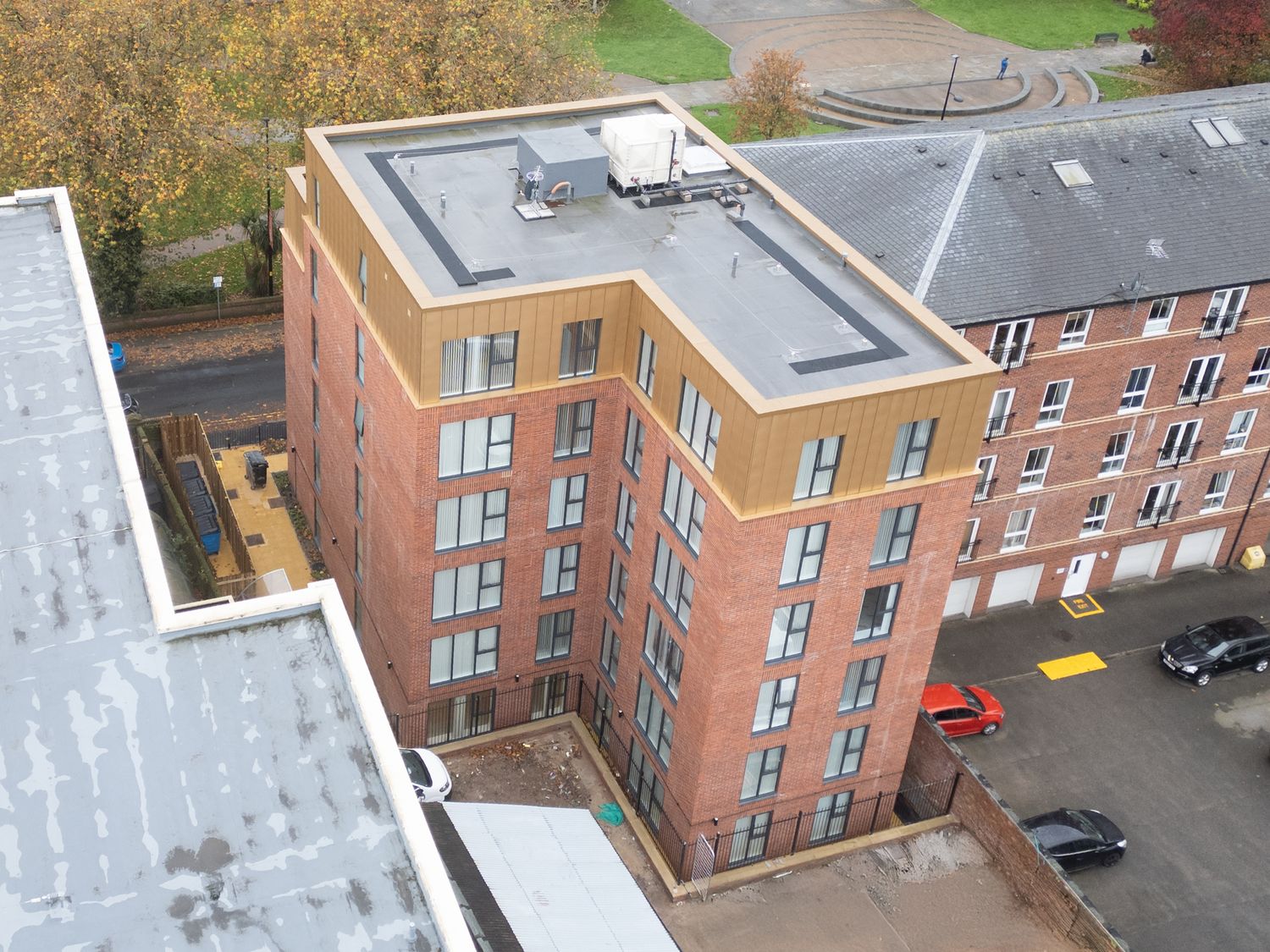 The Vicarage, Warrington. Alderley Construction apartment drone