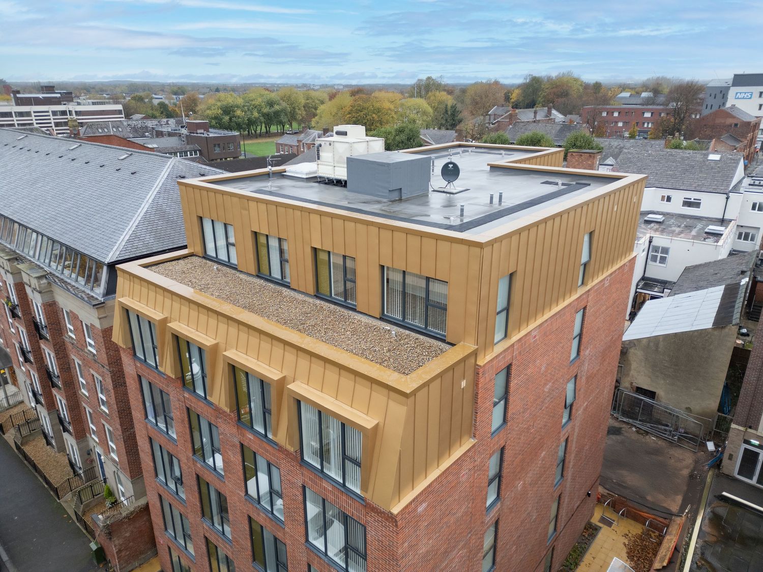 The Vicarage, Warrington. Alderley Construction apartment drone