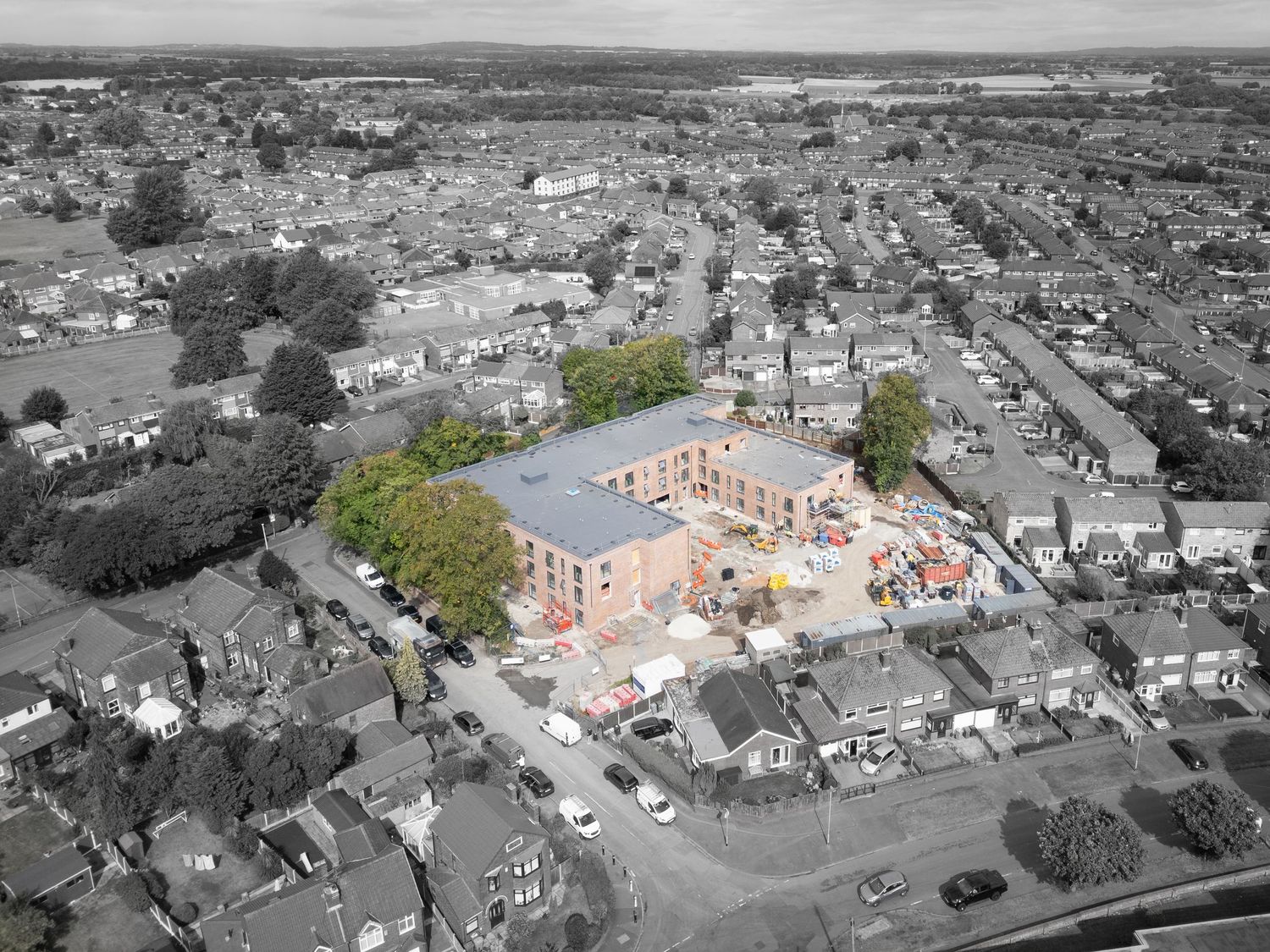 Povey Rd, Warrington. Alderley Construction apartment drone photography