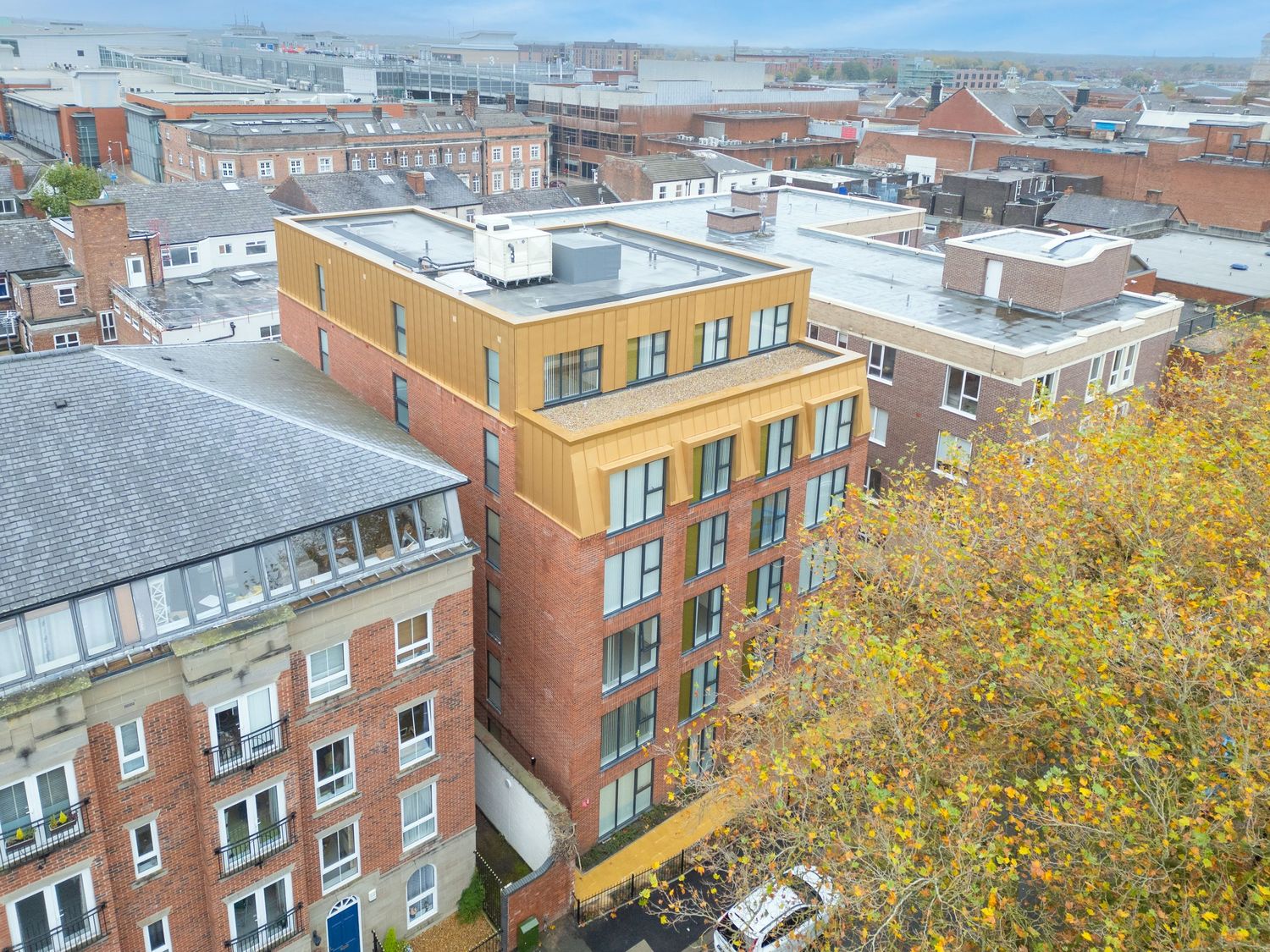 The Vicarage, Warrington. Alderley Construction apartment  drone