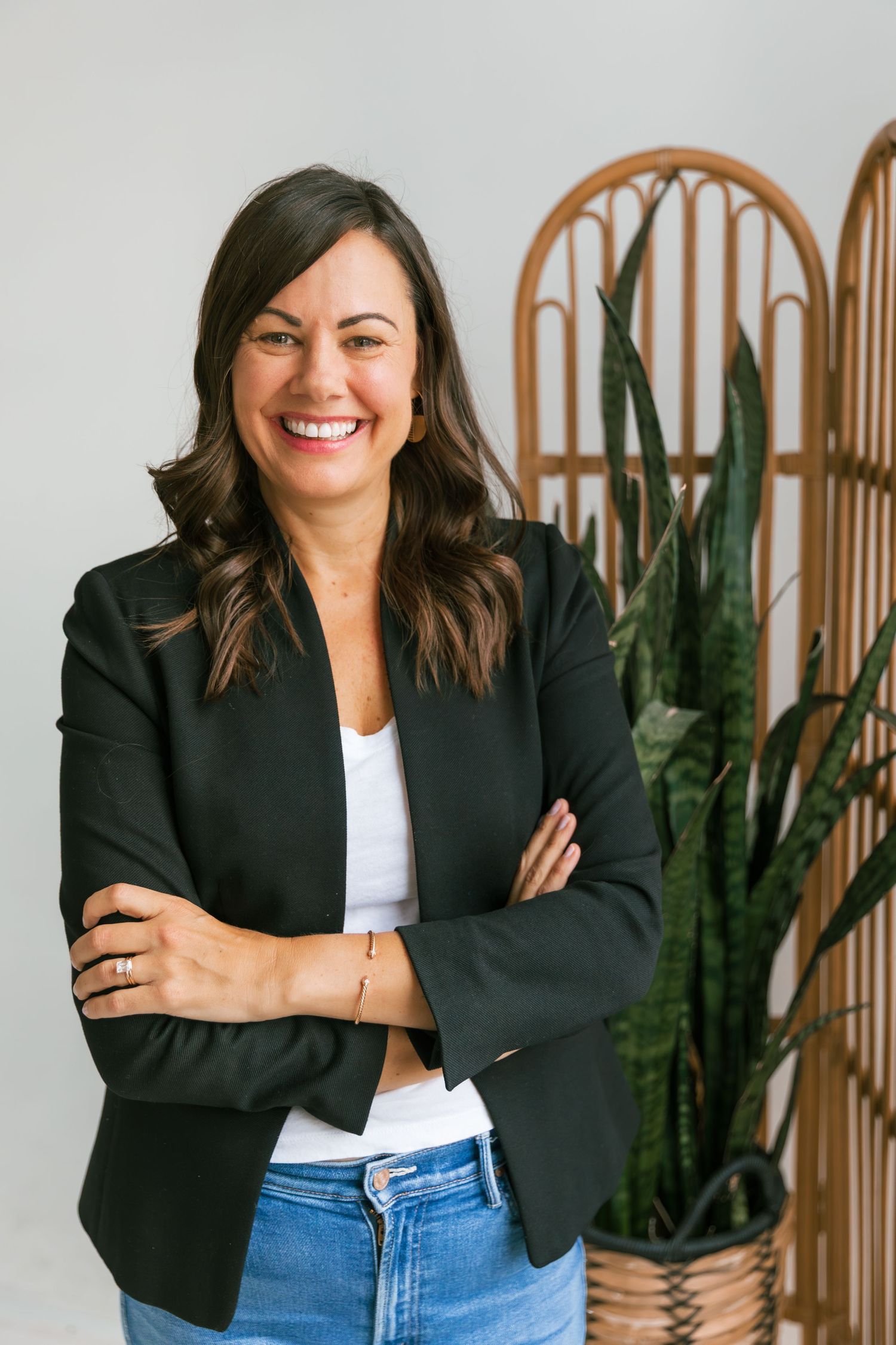 Business casual portrait series showing joyful expressions and relaxed poses.
