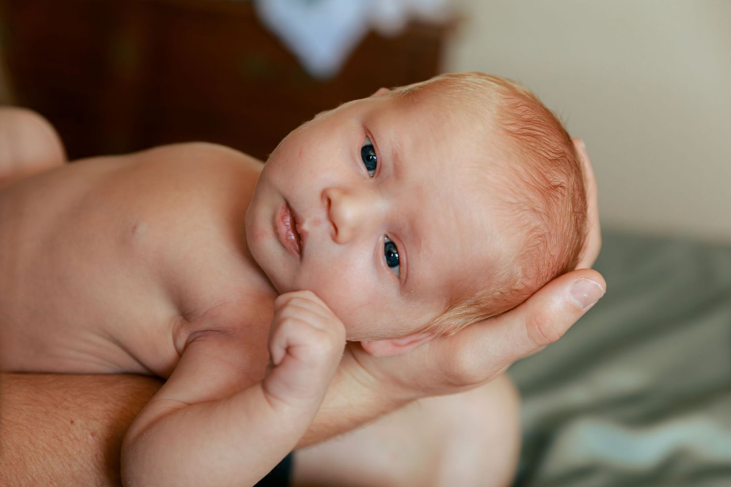 Artistic newborn photography series showing baby's delicate features.