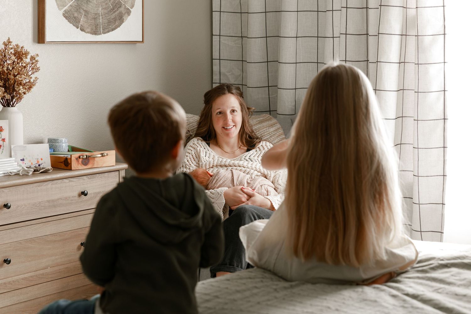 Cozy interior scene with soft natural light streaming through windows.
