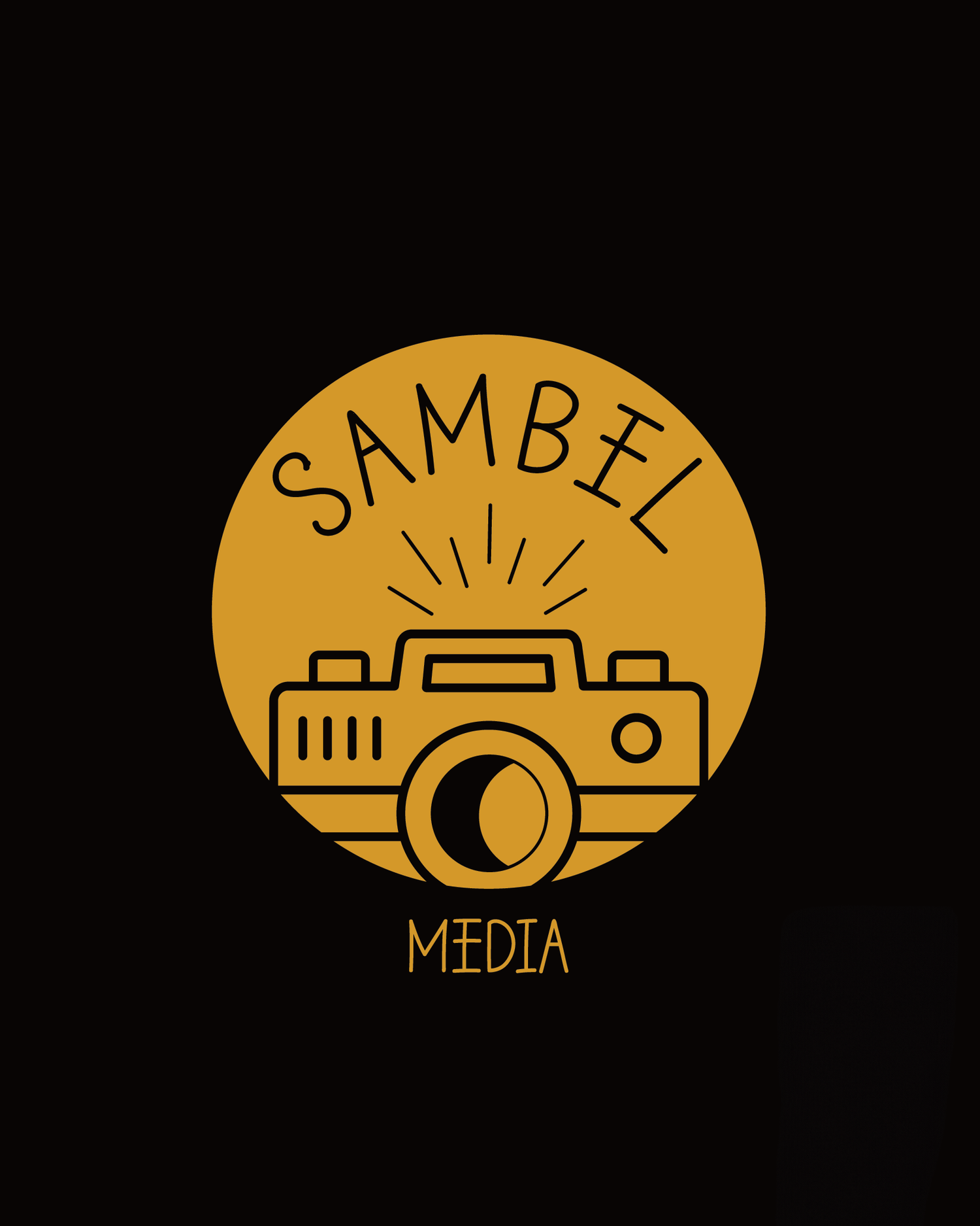 Yellow logo design for Shmble Media with retro car illustration on black background.