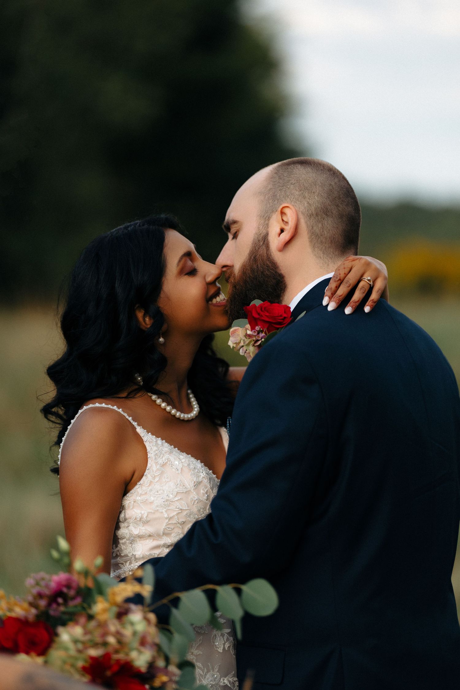 A romantic wedding photoshoot sequence with the couple sharing intimate moments.