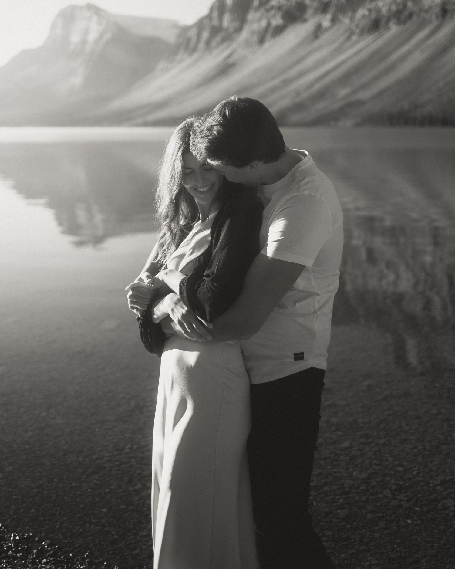 Intimate black and white photo series by a mountain lake.
