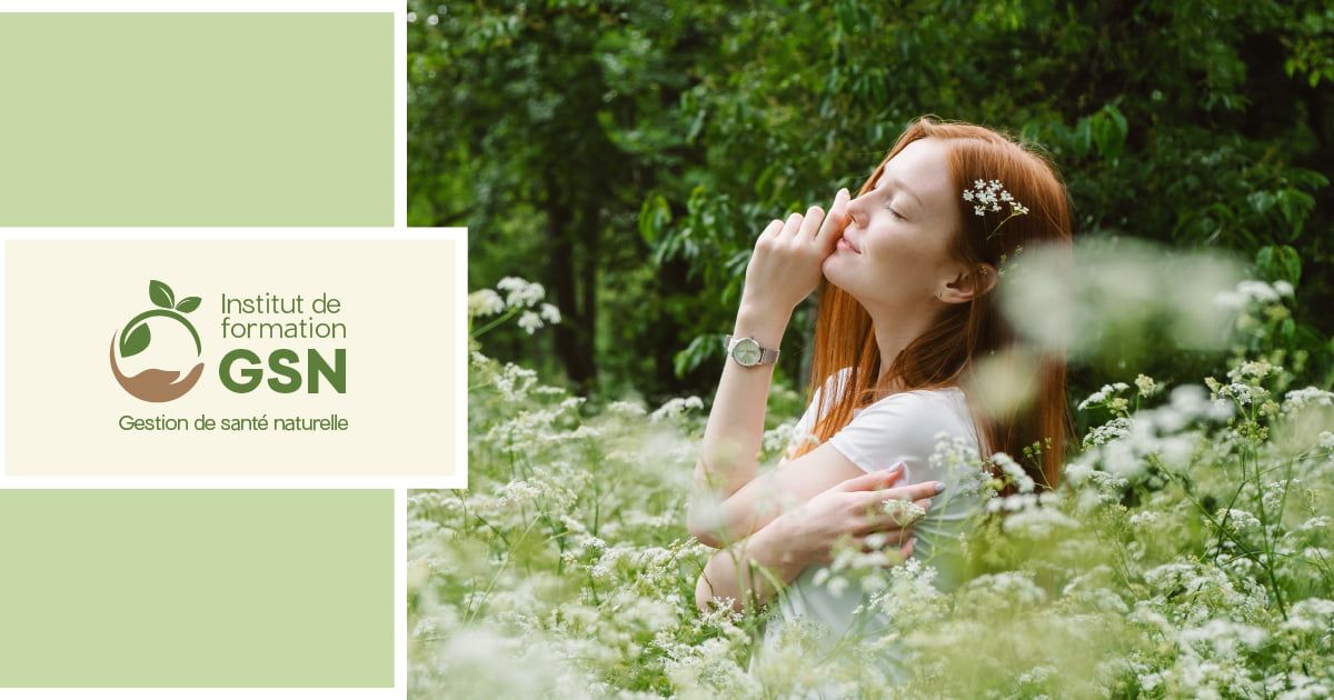 A banner of floral and nature-themed photographs with green accents.