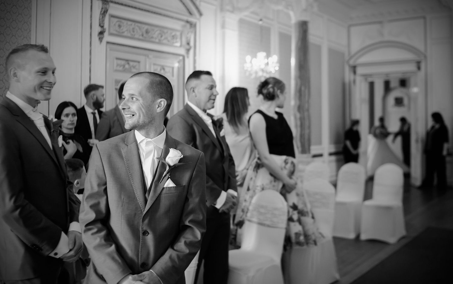 Groom ewaiting for his bride to arrive, court colmon, bridgend