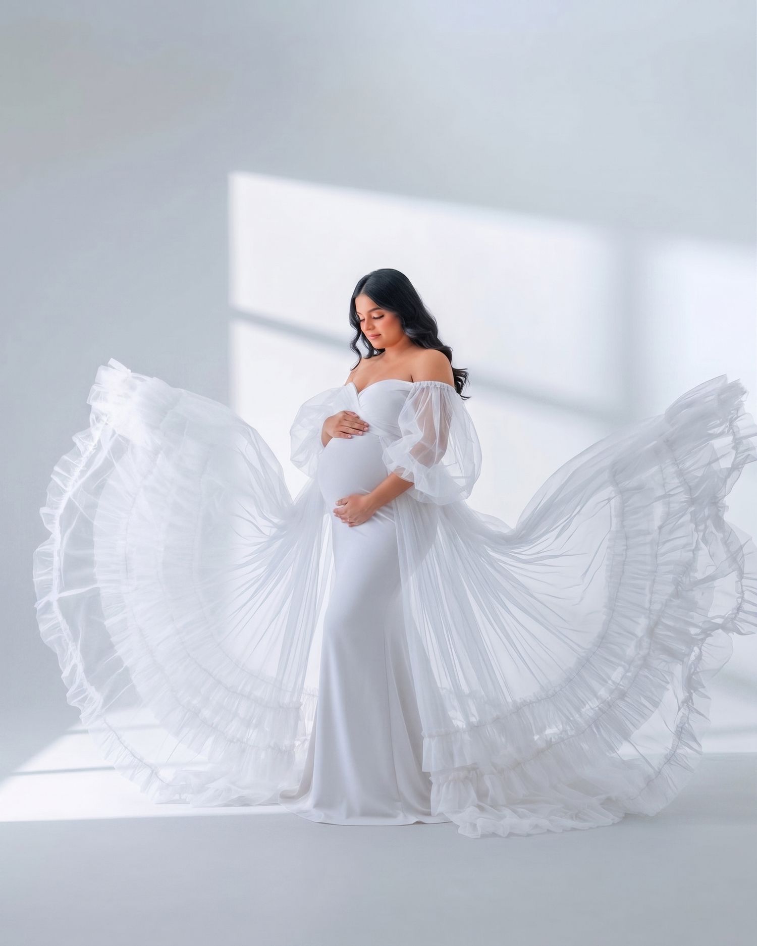 Fine art maternity photoshoot in luxury Philadelphia photo studio
