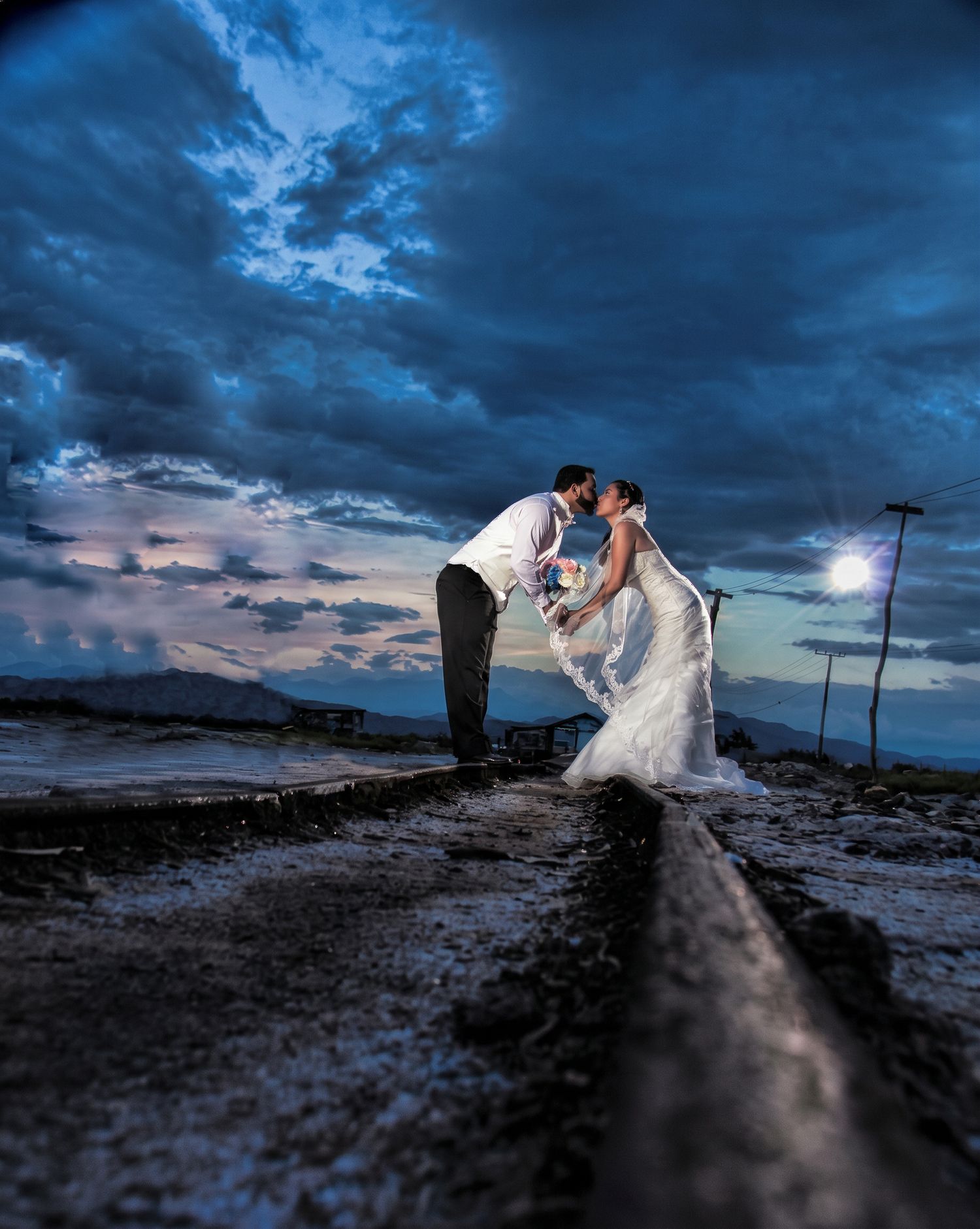Romantic sunset wedding couple portrait near the water - Philadelphia wedding services-alba paredes