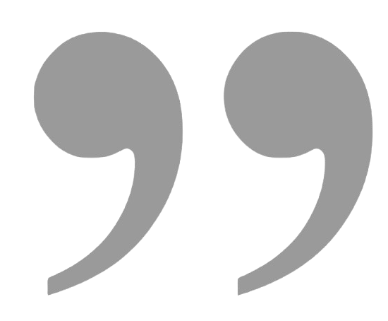 Gray closing quotation marks icon on a white background, used for blockquotes or testimonials.
