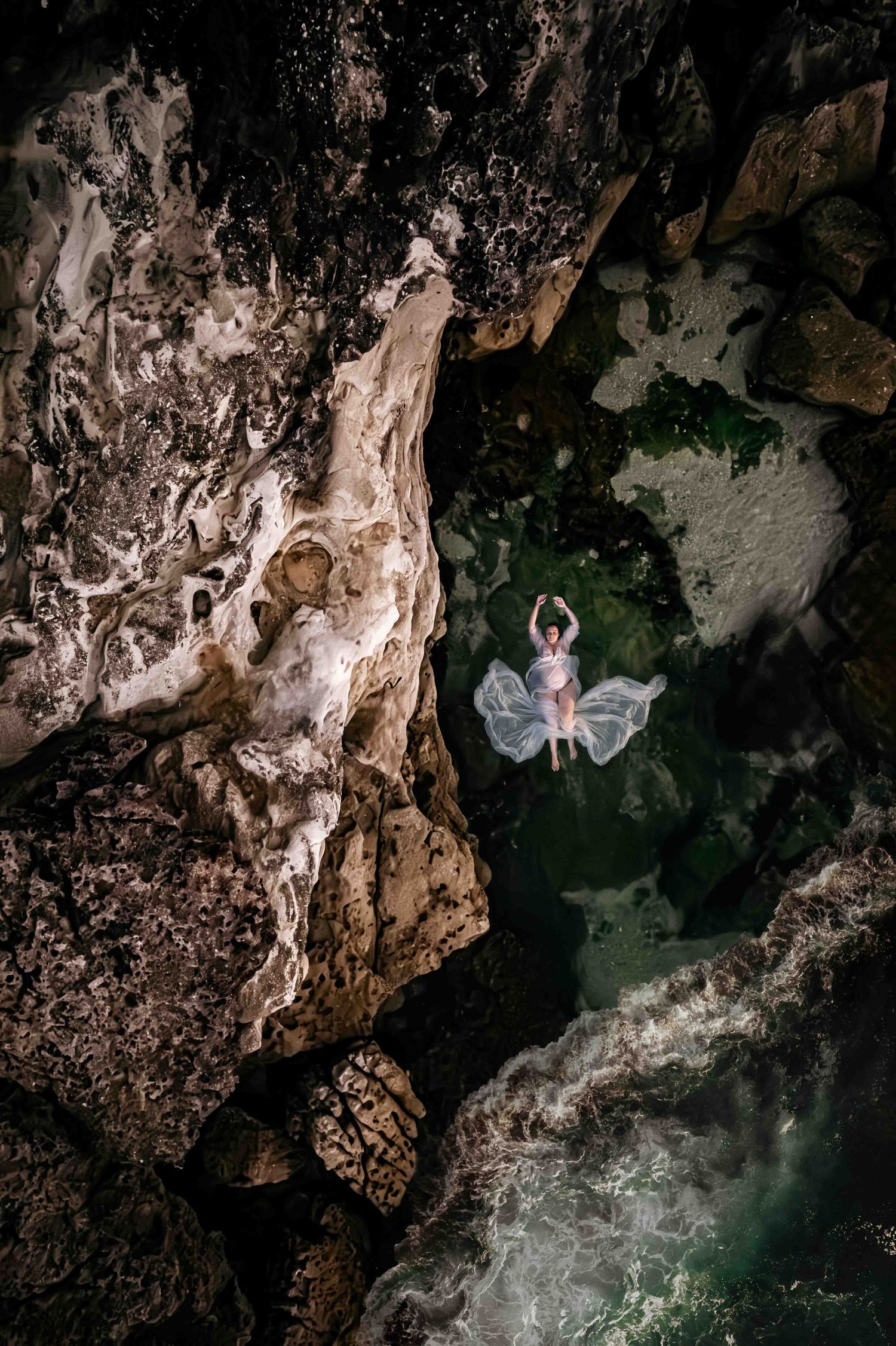 Maternity Drone Photography, Jervis Bay NSW Pregnant women floating in the ocean Jervis Bay & Shoalhaven Maternity Photographer